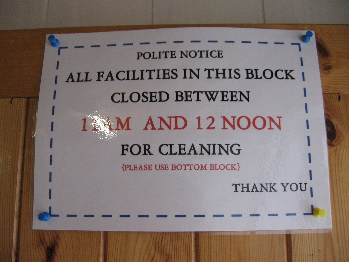 Notice in the Gents at the campsite